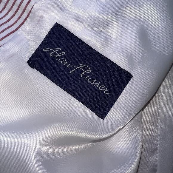 Alan Flusser Blazer Men’s Size 48R Red White Striped Seersucker Preppy Jacket - Picture 8 of 14